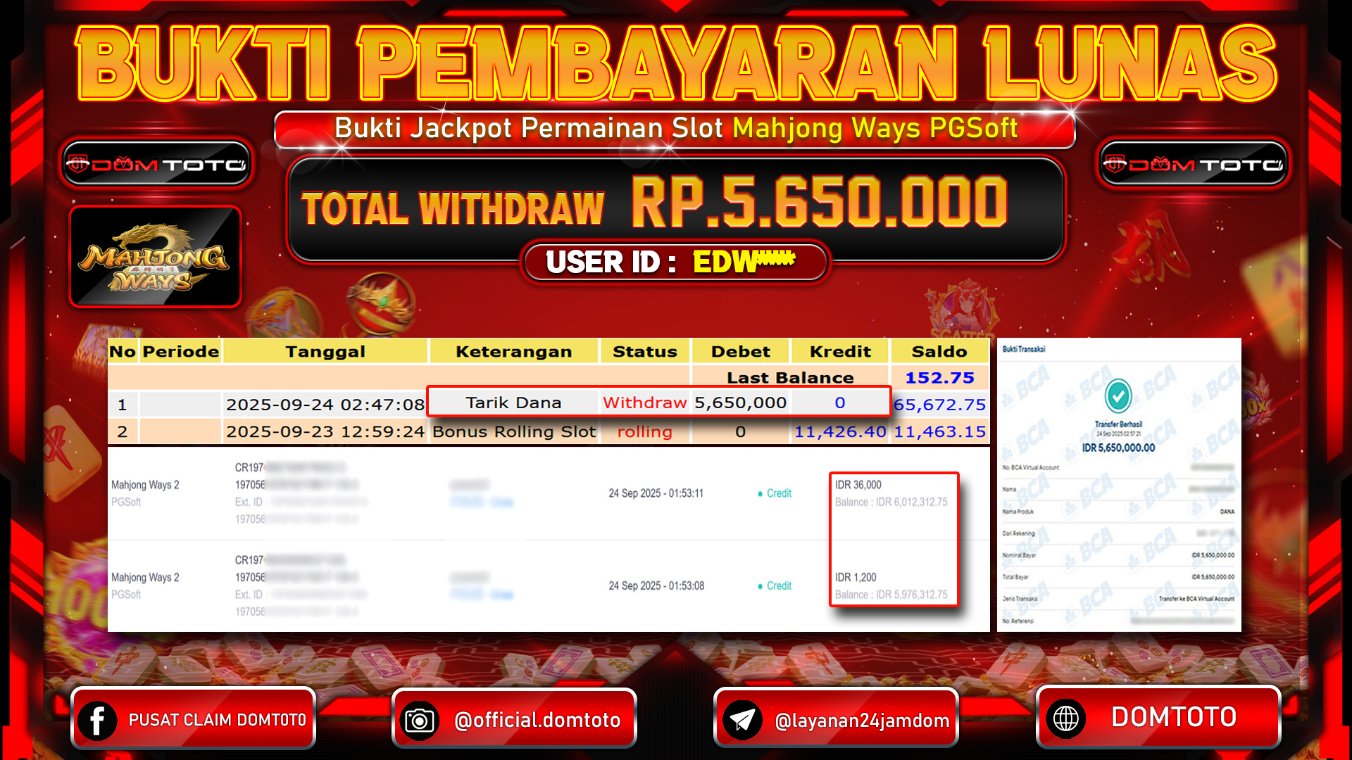 JACKPOT SLOT Mahjong Ways PGSoft 24 SEPTEMBER 2025